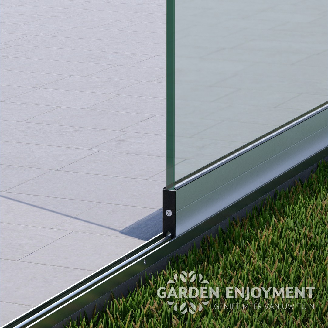 1 rail glazen schuifwand mat wit RAL 9016M van 98 cm breed en een totale hoogte van 215 cm GE01